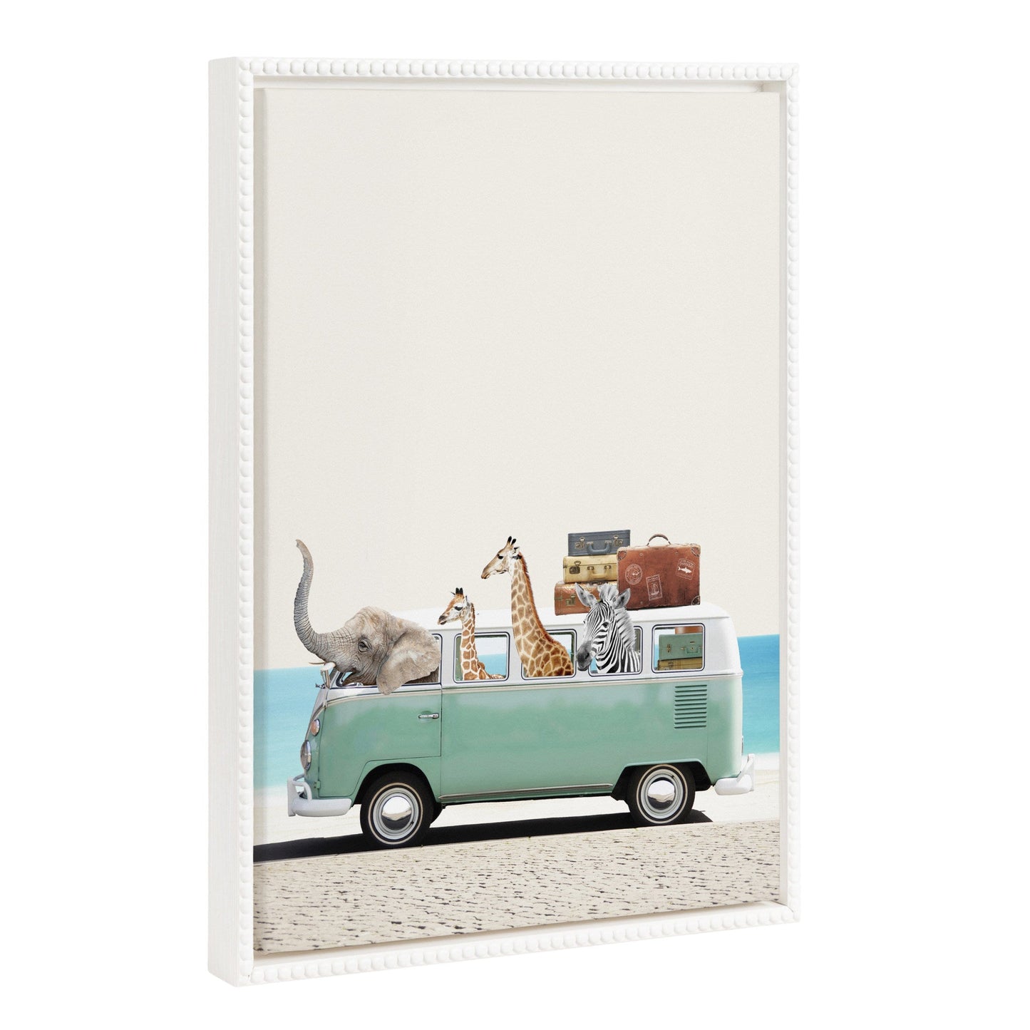 Playful zoo animals on a sunny summer adventure, canvas wall art for kids