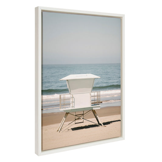 Surf shack coastal framed canvas wall art with a beachy feel, ready to hang