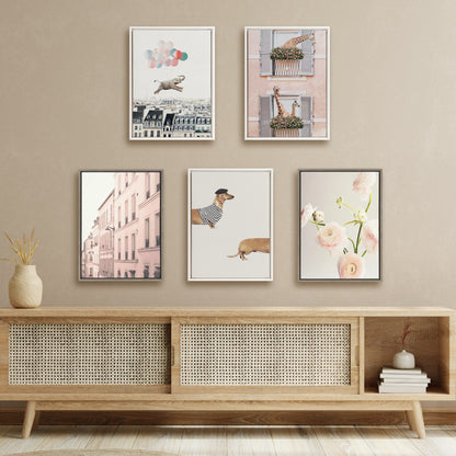Sylvie Beaded Happy Elephant in Paris Framed Canvas by July Art Prints