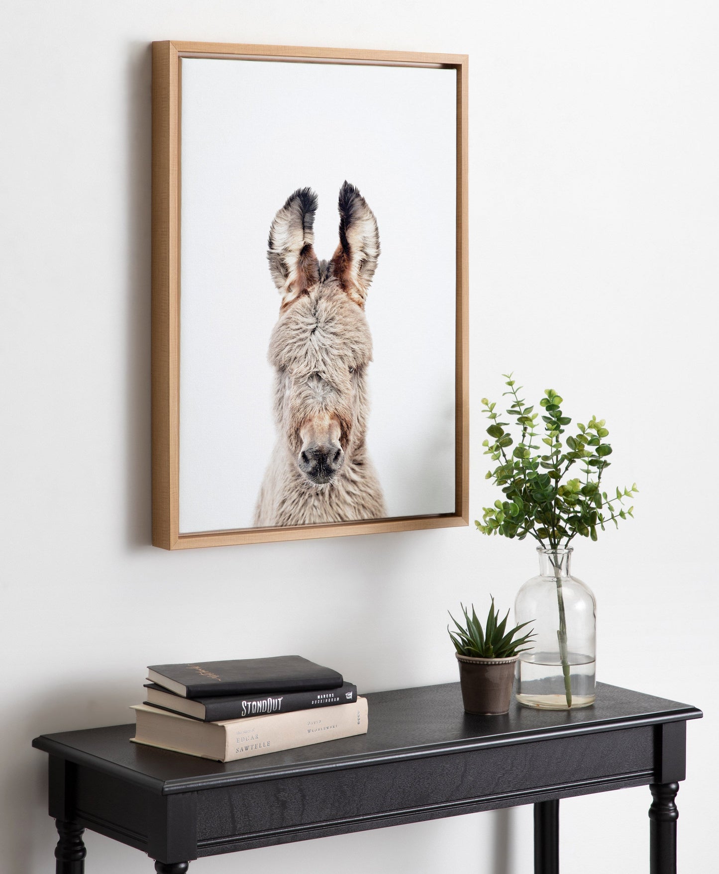 Donkey Portrait Framed Canvas Wall Art, Farmhouse Decor