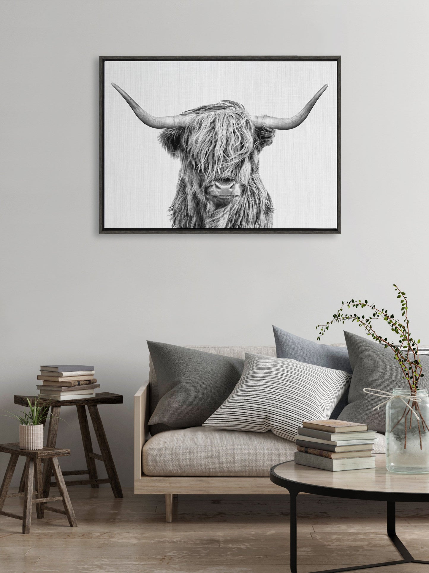 Highland Cow Framed Canvas Wall Art