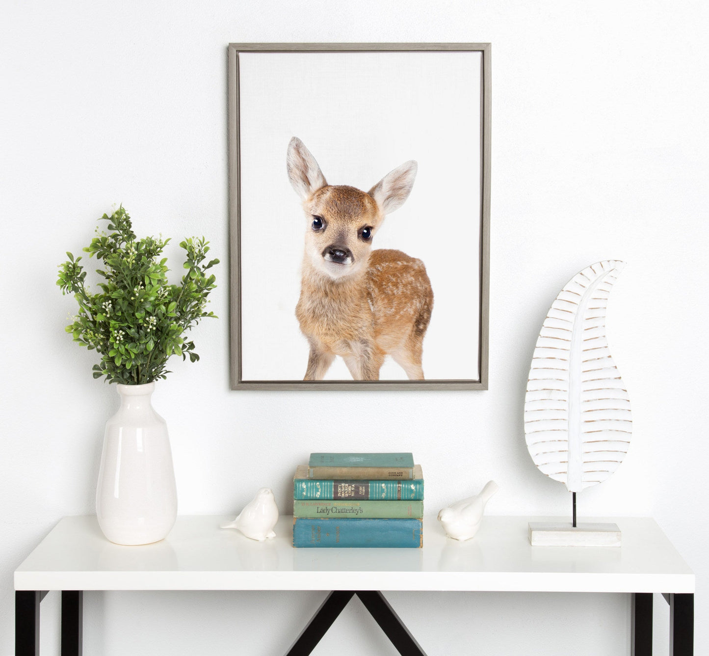 Deer Portrait Framed Canvas Wall Art, Woodland Nursery Decor