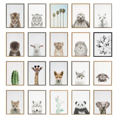 Sylvie Baby Elephant Color Framed Canvas by Simon Te of Tai Prints