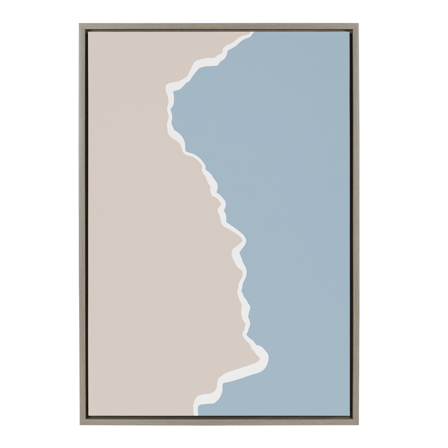 Beige and Blue Abstract Landscape Canvas Wall Art