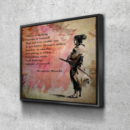Miyamoto Musashi samurai quote canvas wall art Japanese ukiyo-e style