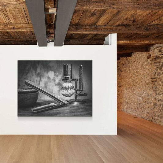 Barber Shop Black And White Canvas Wall Art