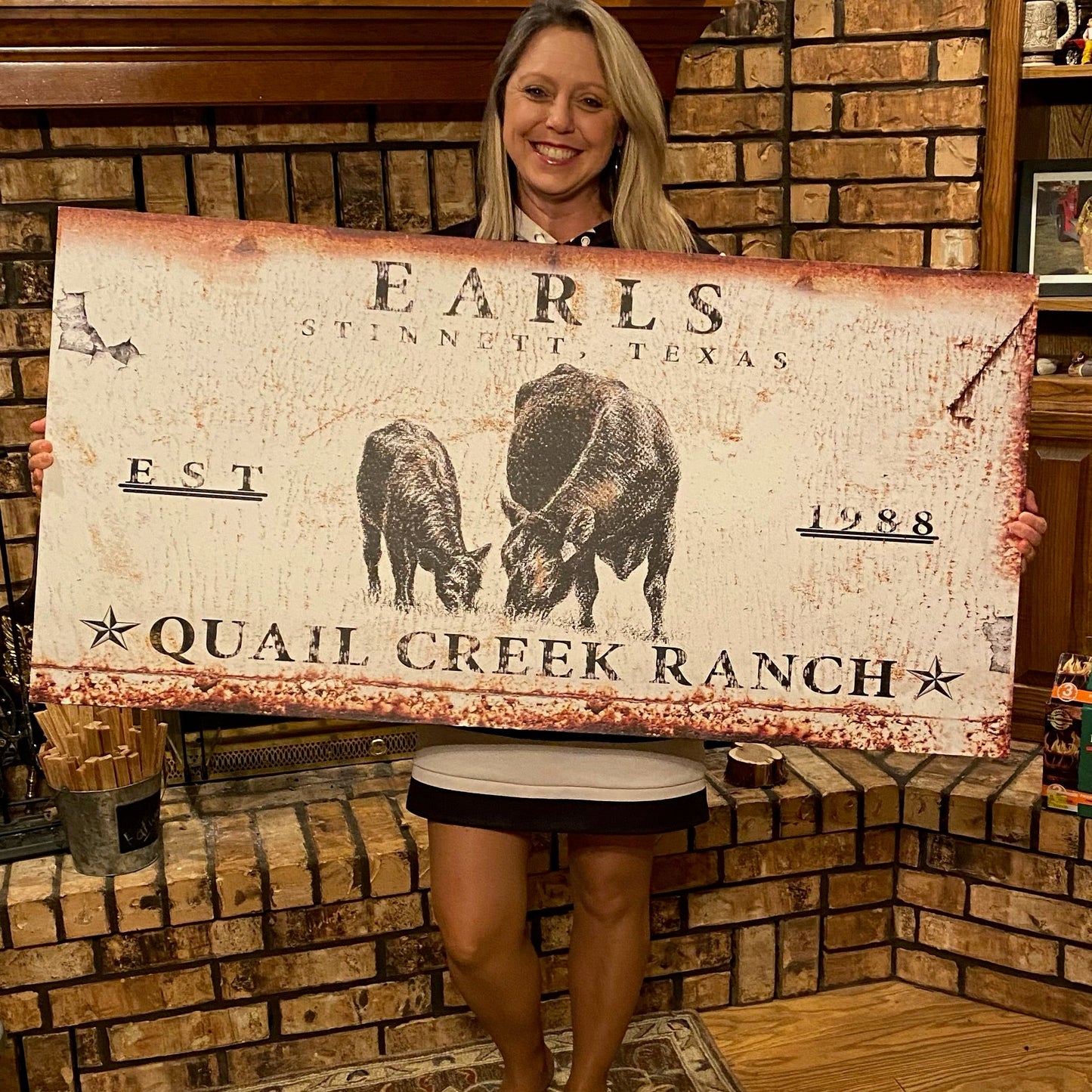 Angus Ranch Sign Personalized Canvas Wall Art