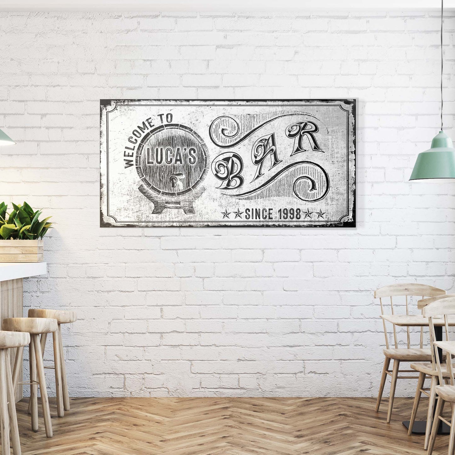 Bar Sign Personalized Canvas Wall Art for Home Bars