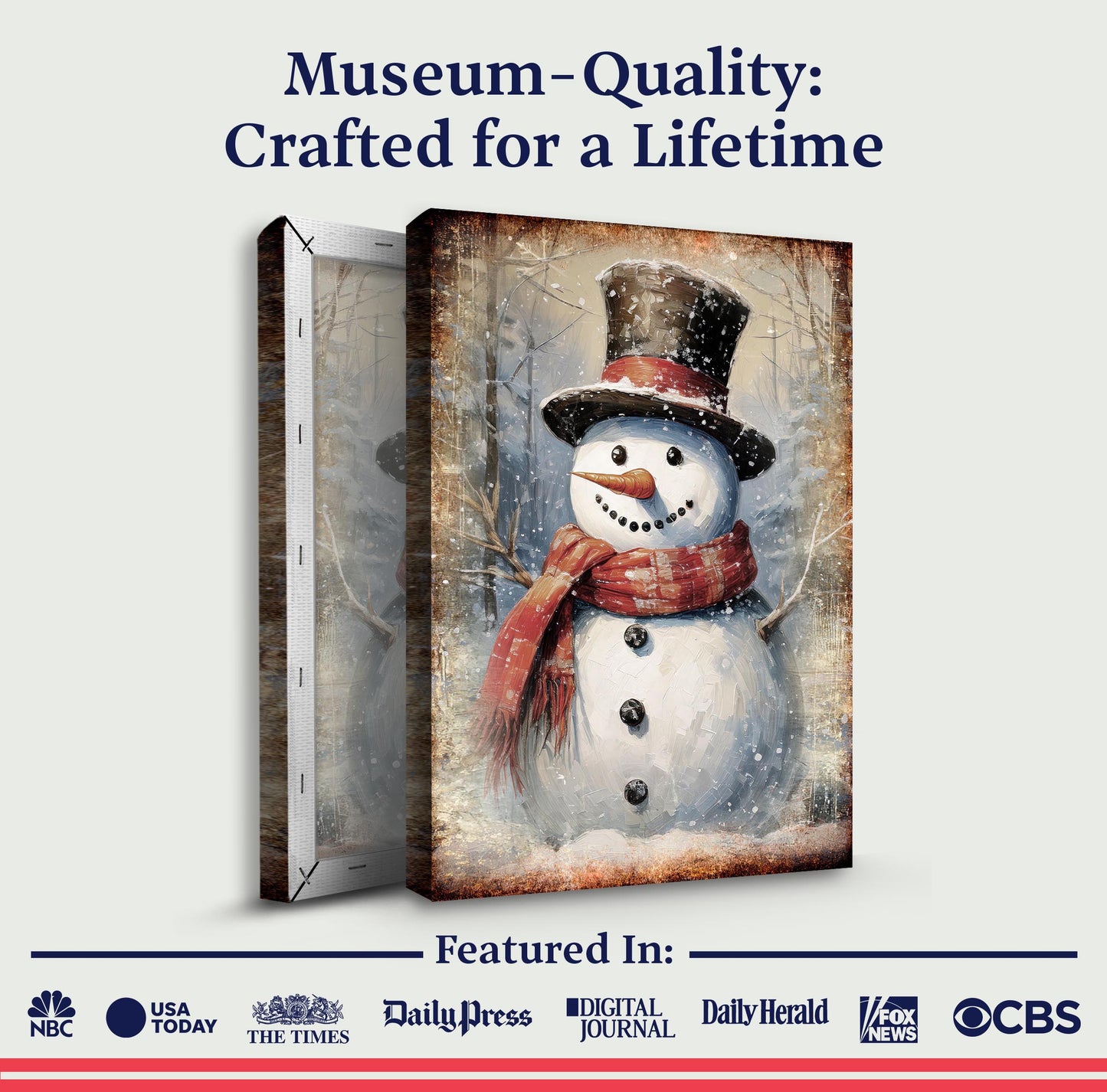 Vintage Snowman Christmas Canvas Wall Art