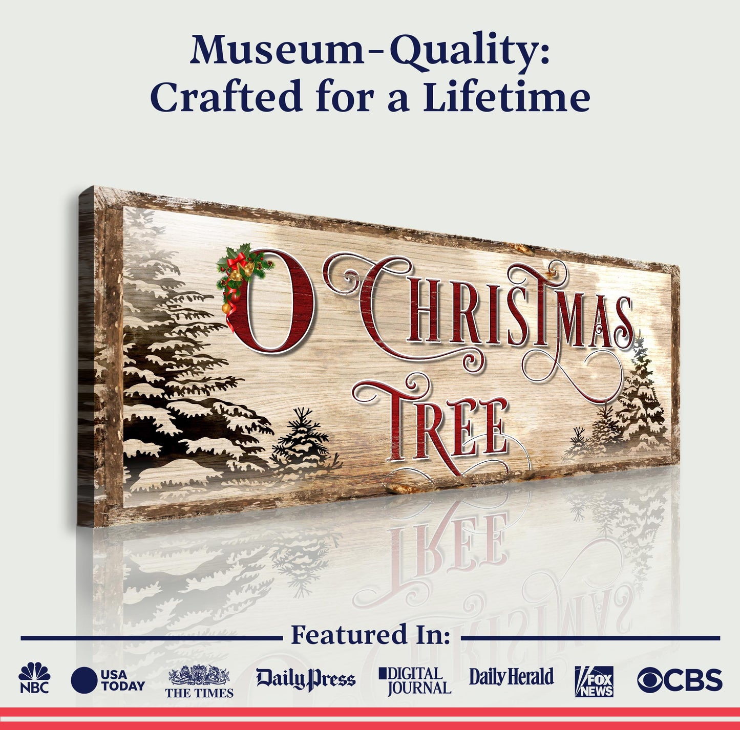 O Christmas Tree Canvas Wall Sign - Holiday Art