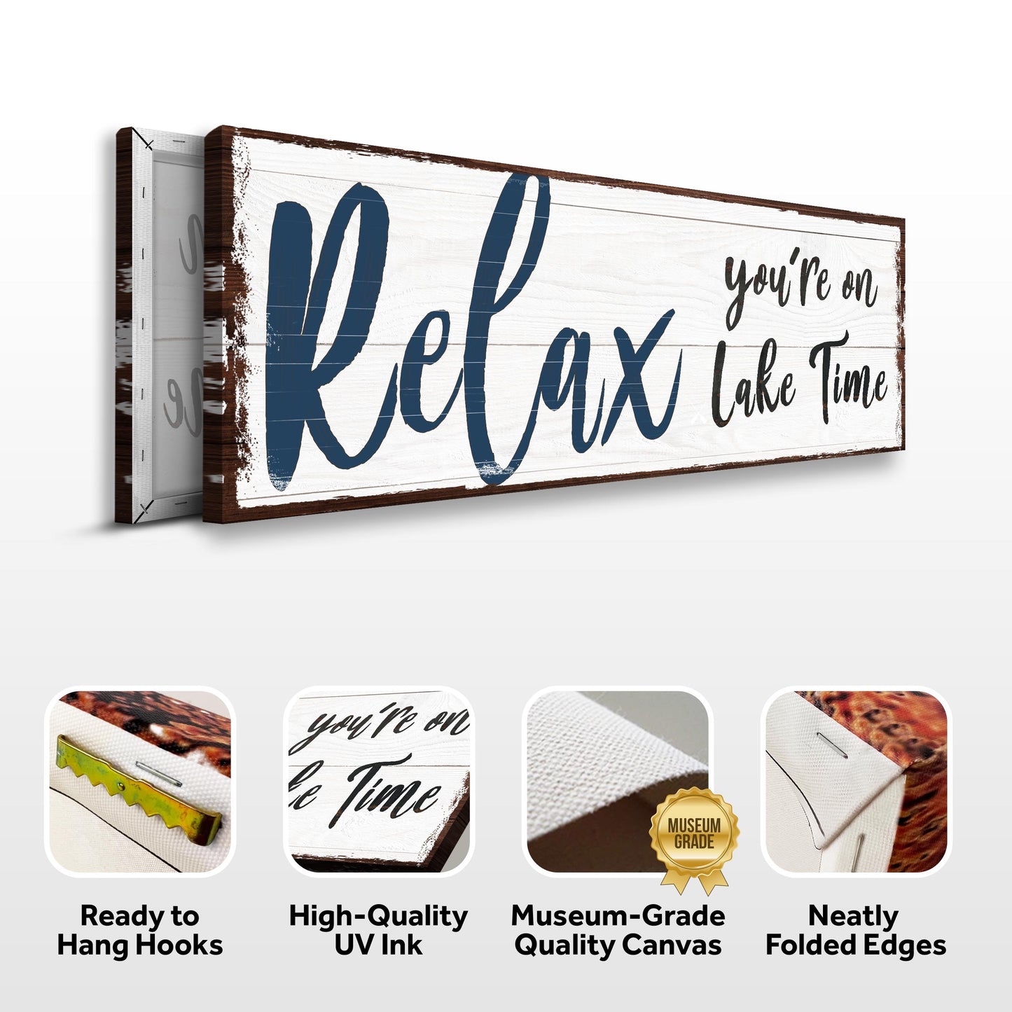 Relax You're on Lake Time Canvas Sign IV
