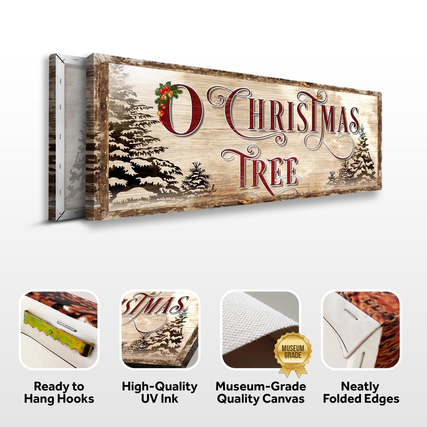 O Christmas Tree Canvas Wall Sign - Holiday Art
