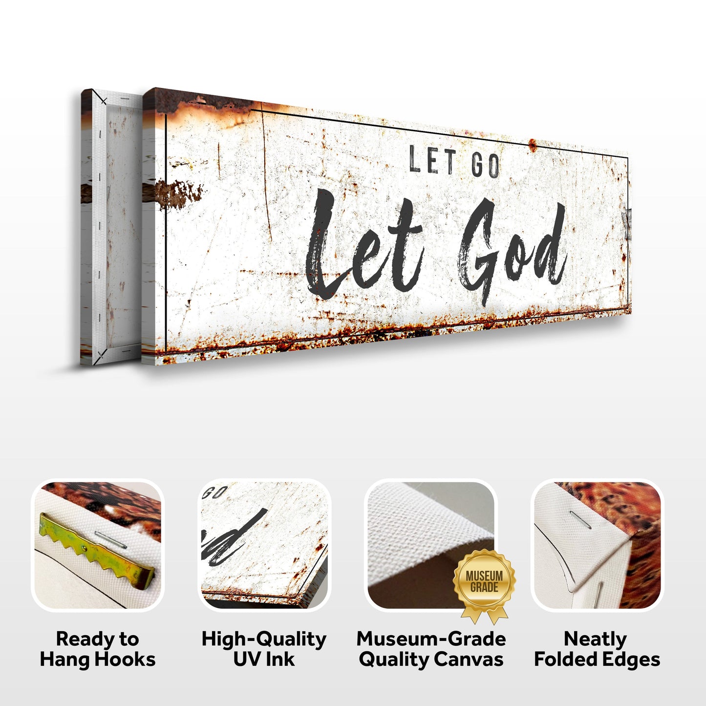 Let Go Let God Canvas Wall Art Faith Sign