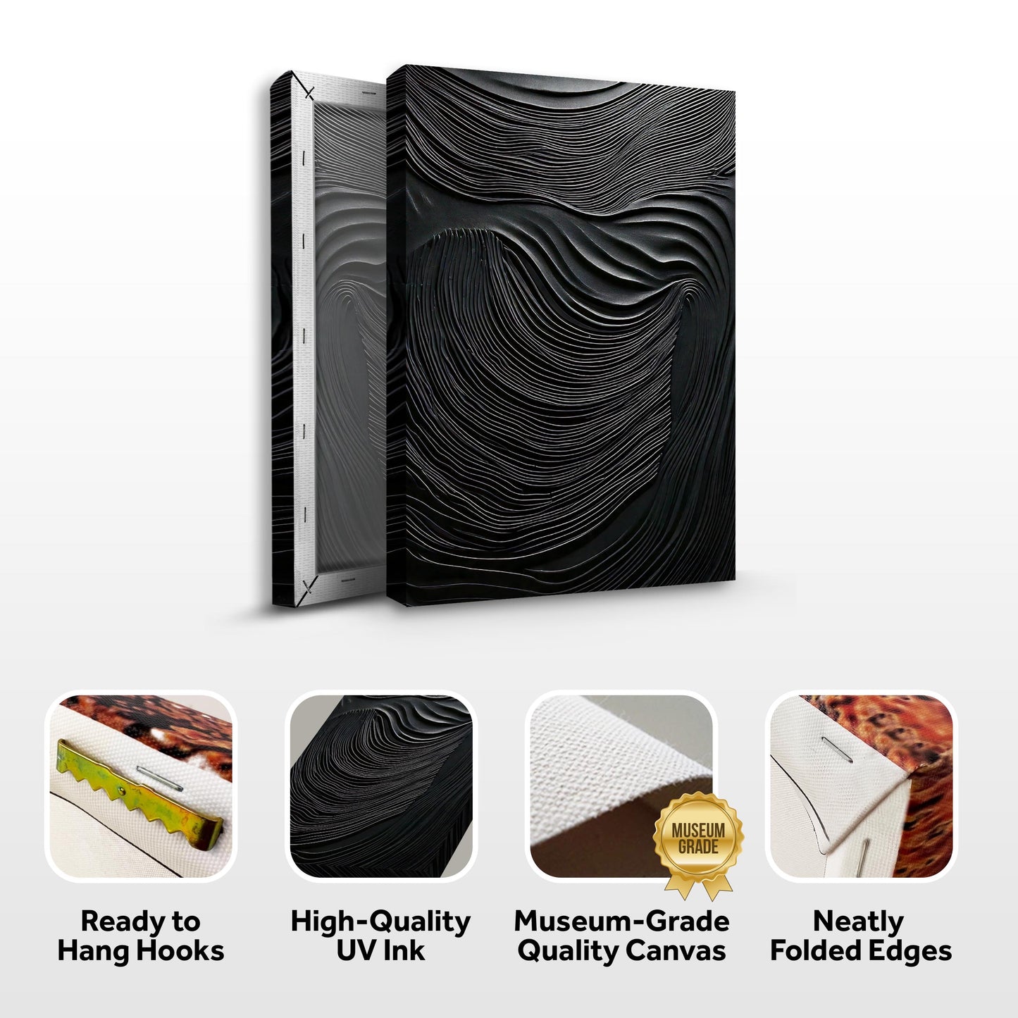 Black Wave Abstract Canvas Wall Art