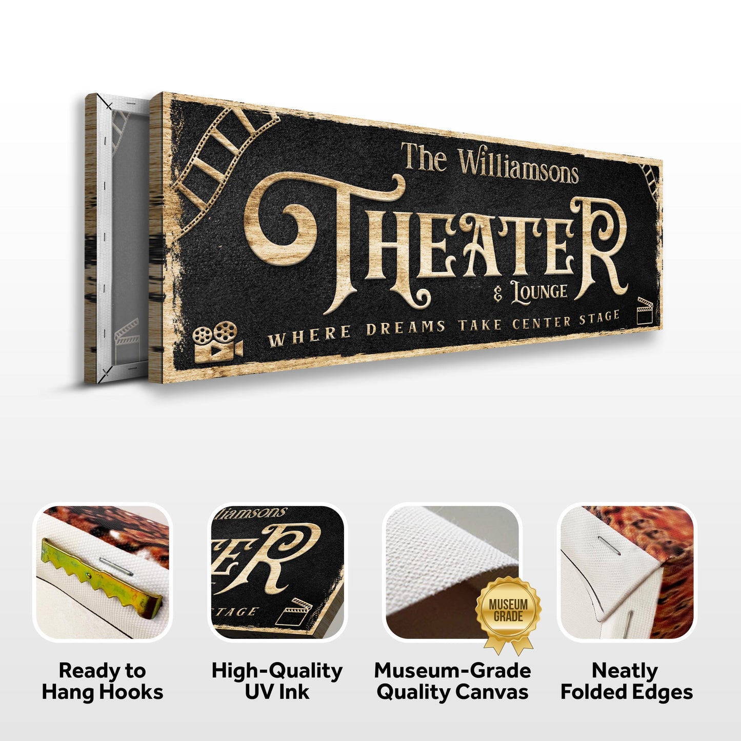 Theater Room Canvas Wall Art Sign VI