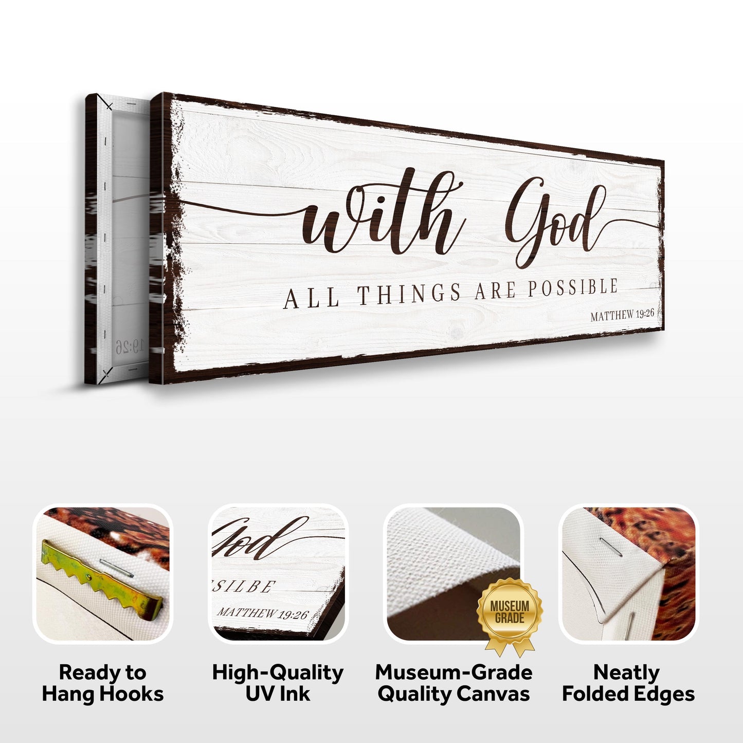 With God All Things Are Possible Faith Canvas Sign