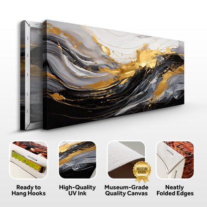Abstract Shadows Canvas Wall Art — Gold & Black