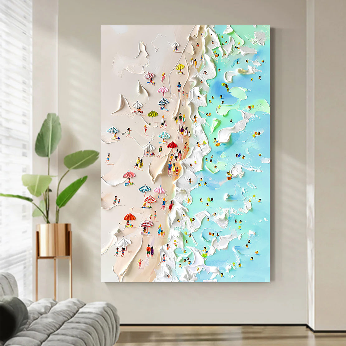 Beachfront Painting Coastal Canvas Wall Art