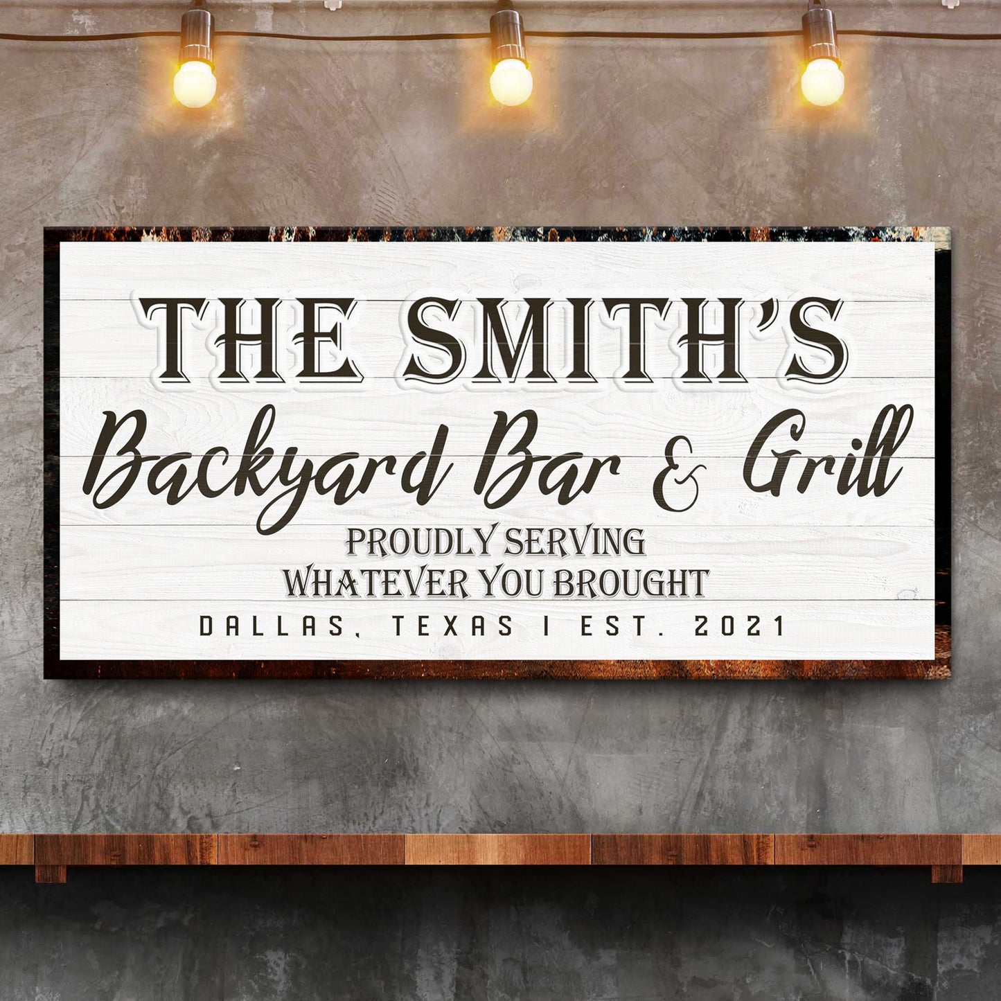 Backyard Bar and Grill Canvas Sign Rustic Charm