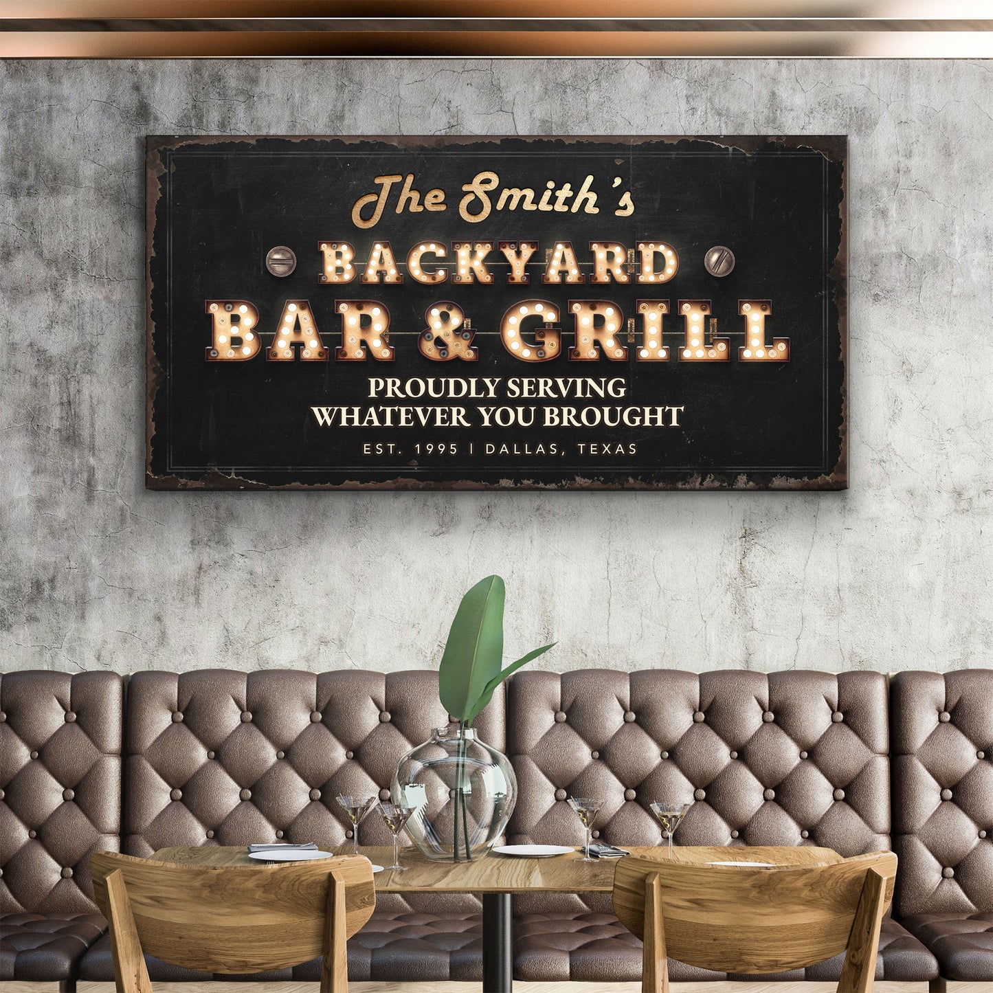 Backyard Bar and Grill Canvas Sign Outdoor Decor