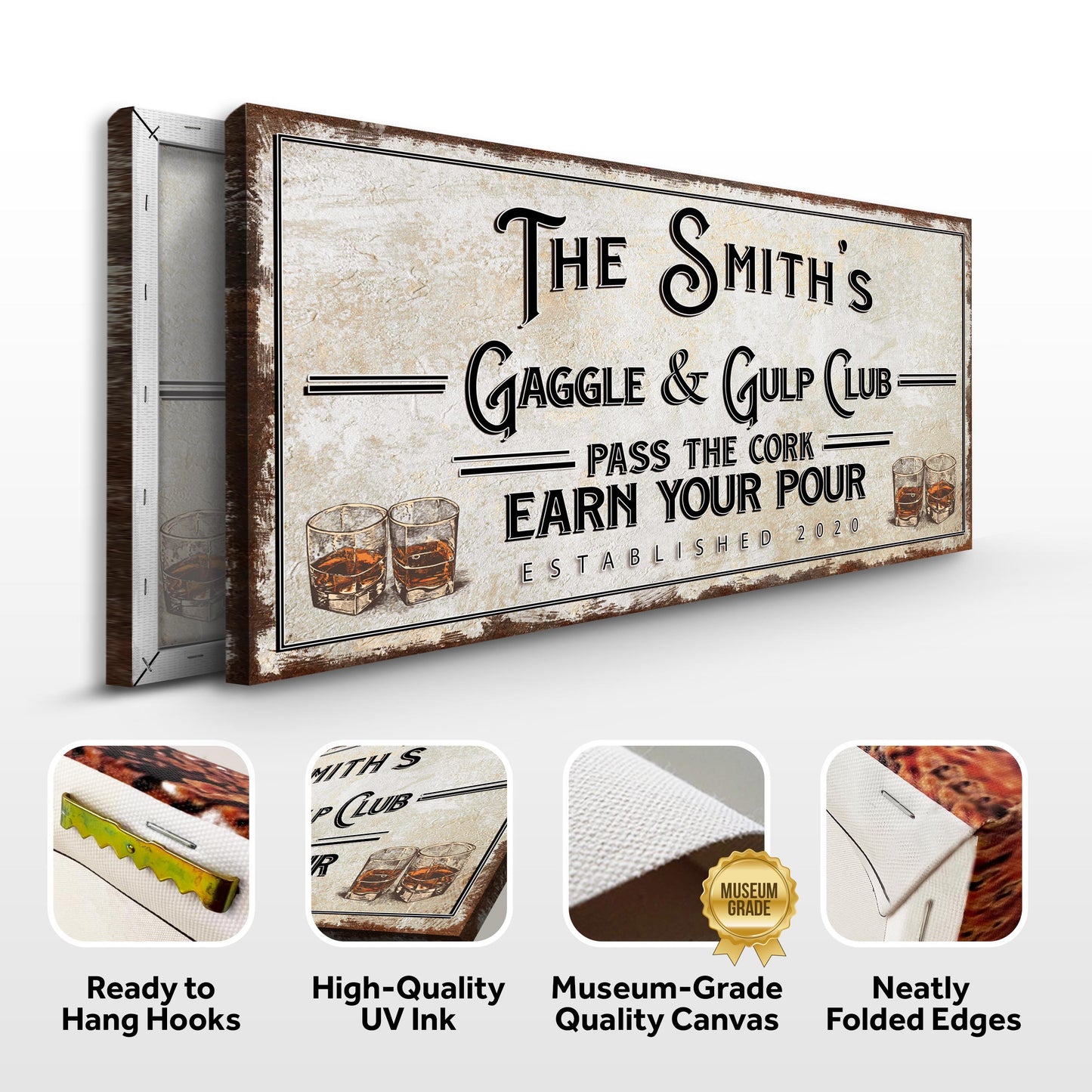 Gaggle and Gulp Club Bar Canvas Wall Art Sign