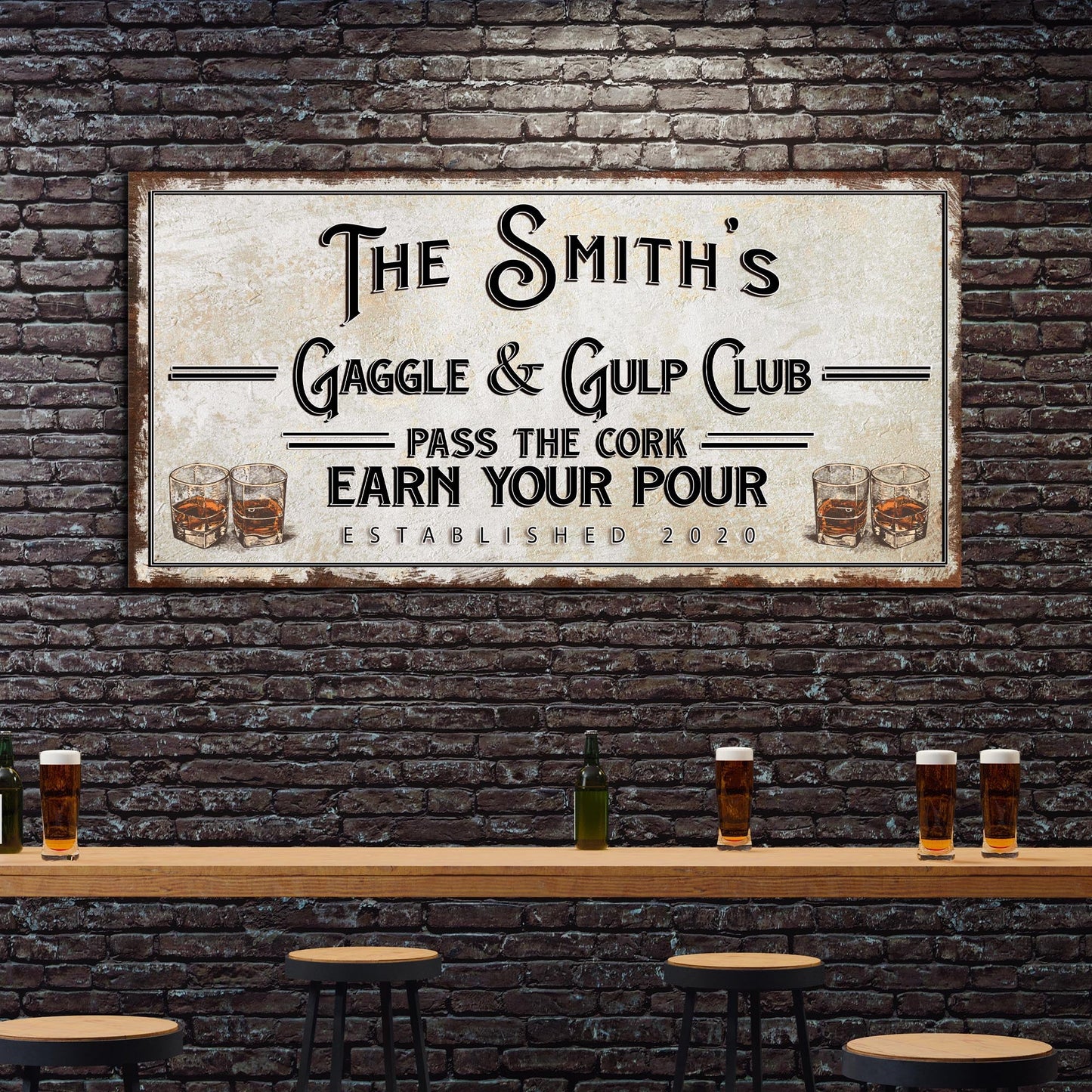 Gaggle and Gulp Club Bar Canvas Wall Art Sign