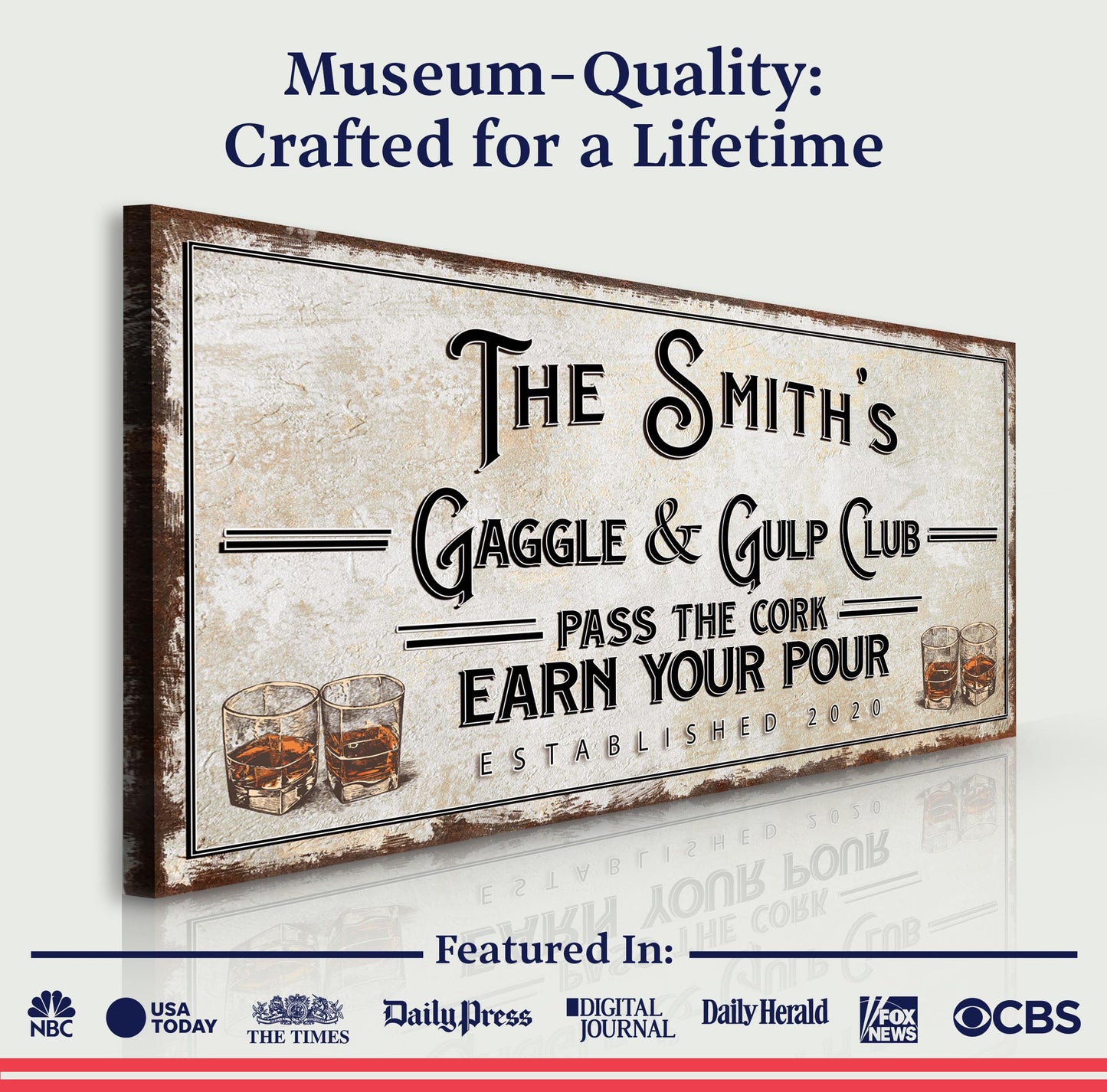 Gaggle and Gulp Club Bar Canvas Wall Art Sign
