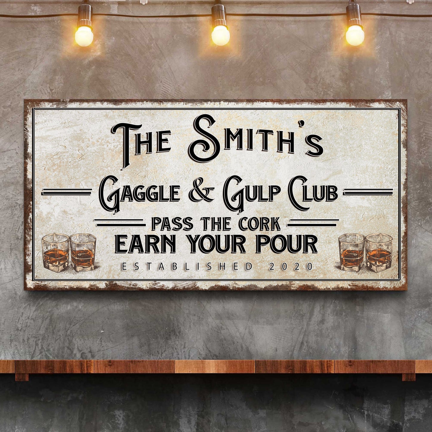 Gaggle and Gulp Club Bar Canvas Wall Art Sign