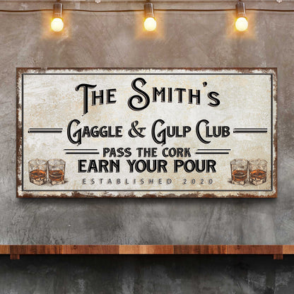 Gaggle and Gulp Club Bar Canvas Wall Art Sign