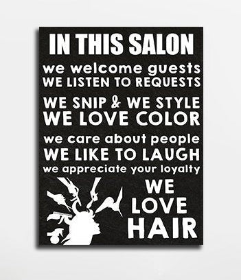 In This Salon beauty salon typography canvas wall art