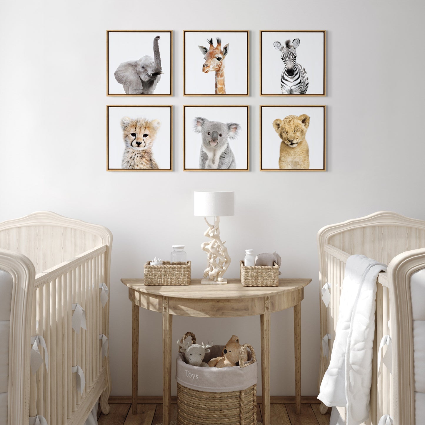 Safari Animals Framed Canvas Wall Art