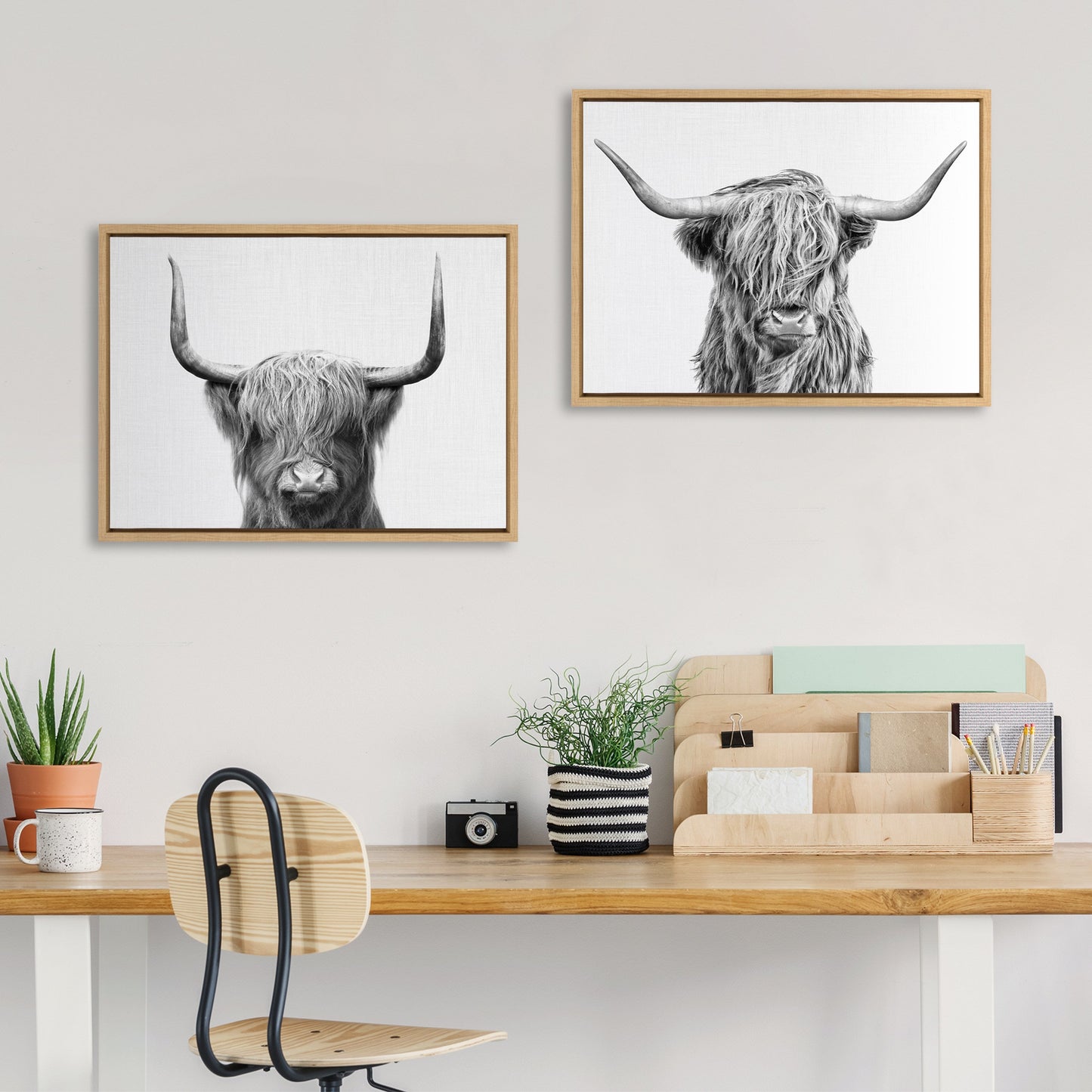Highland Cow Duo 2 Piece Framed Canvas Art Set