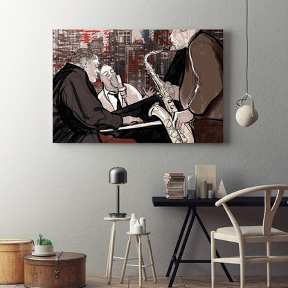 Jazz Trio Musicians Abstract Canvas Wall Art