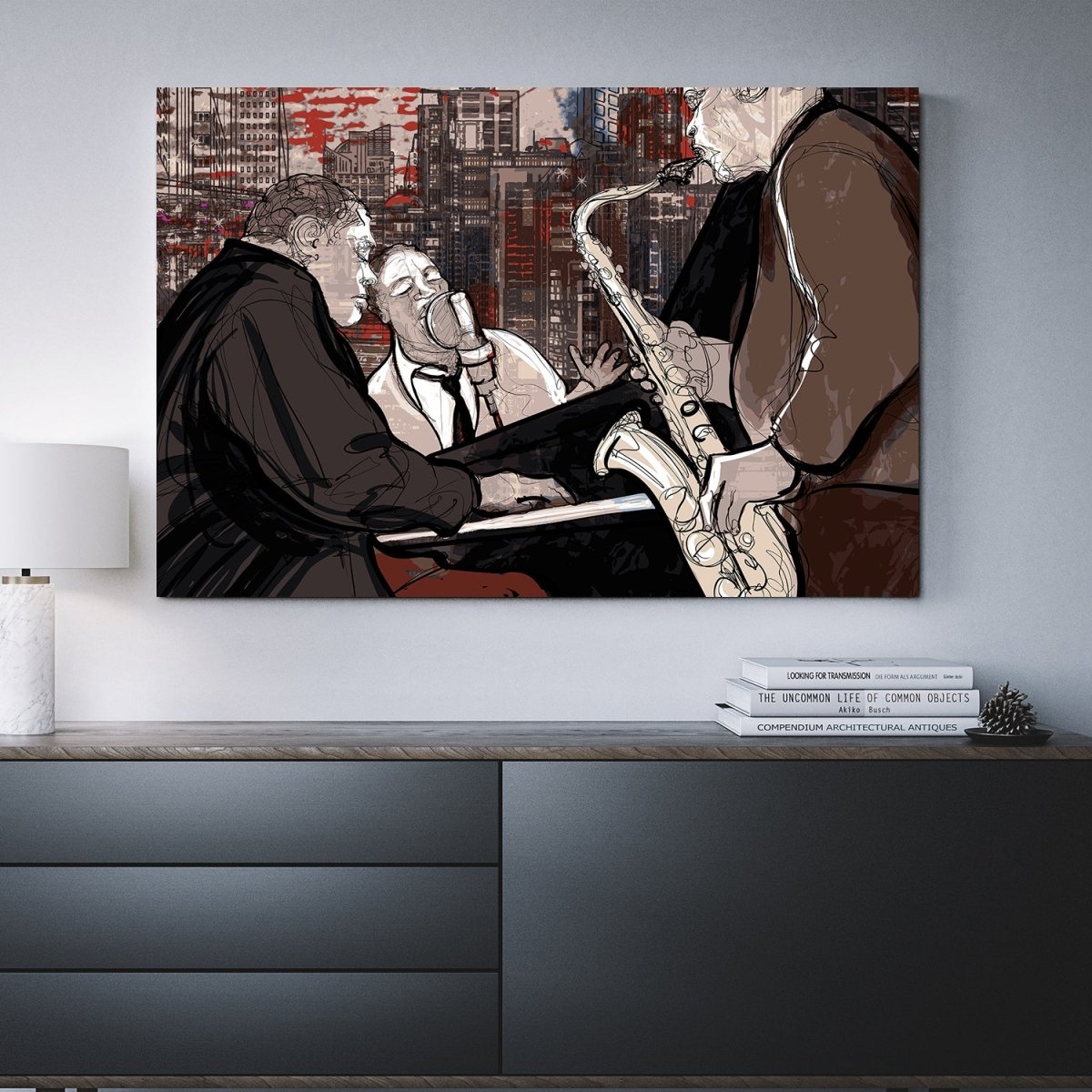 Jazz Trio Musicians abstract canvas wall art