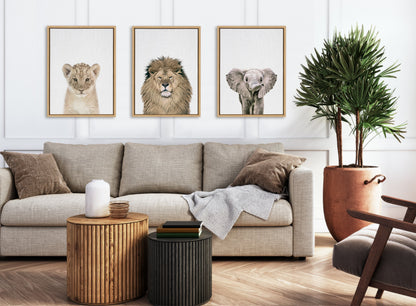 Sylvie Baby Lion Color Framed Canvas by Simon Te of Tai Prints