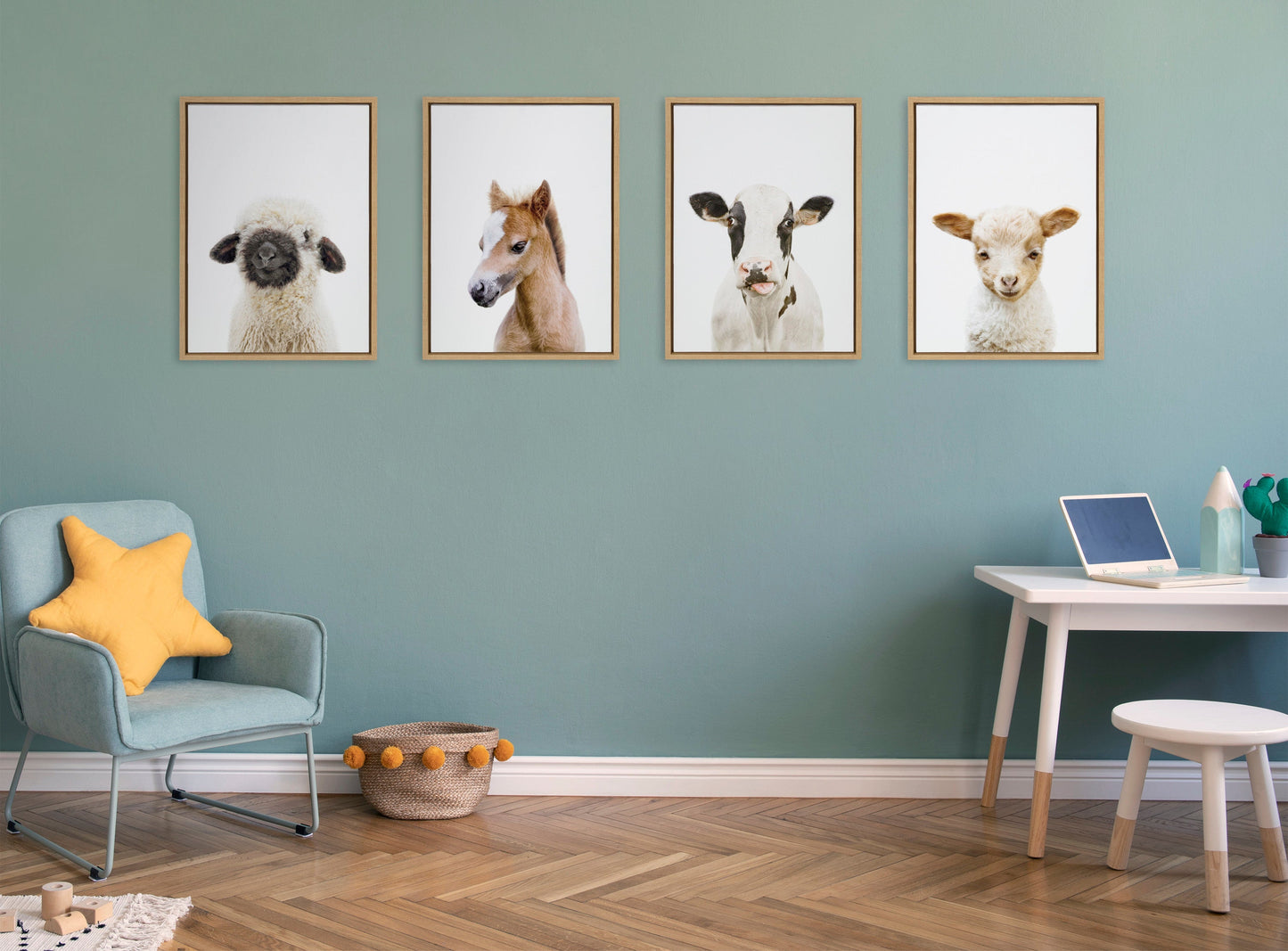 Baby Horse Foal Framed Canvas Wall Art, Nursery Decor