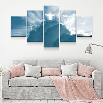 Jesus Is Coming five-piece canvas wall art set for a faith-inspired wall