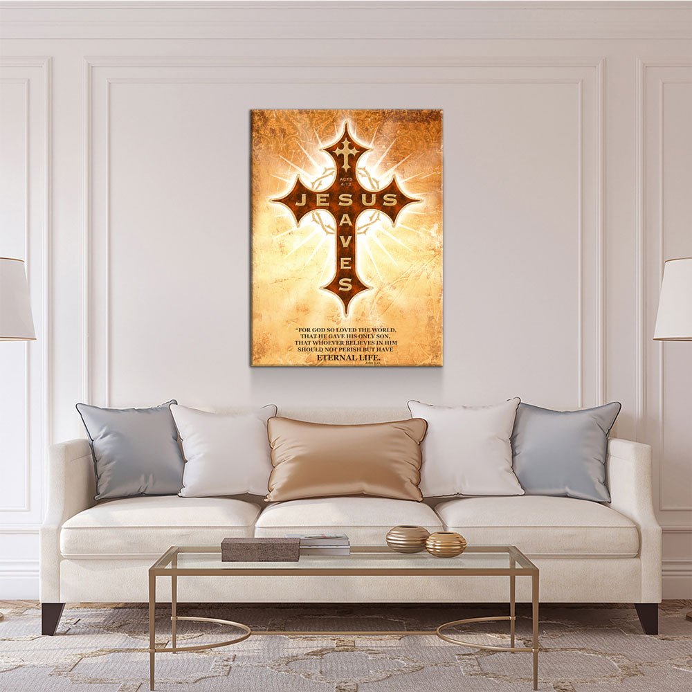 Jesus Saves Canvas Wall Art, Christian Scripture Decor
