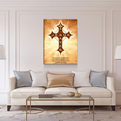 Jesus Saves Canvas Wall Art, Christian Scripture Decor
