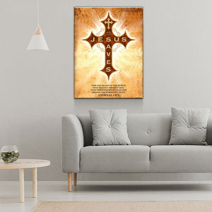 Jesus Saves Canvas Wall Art, Christian Scripture Decor