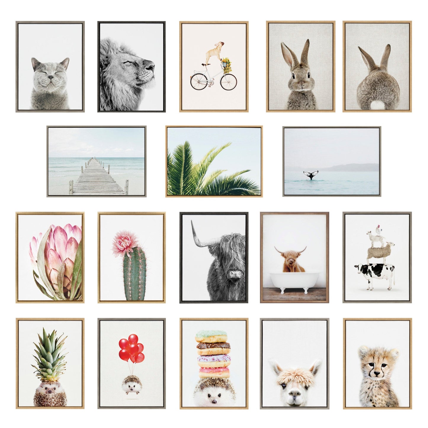 Sheep Portrait Framed Canvas Set, Farmhouse Wall Art