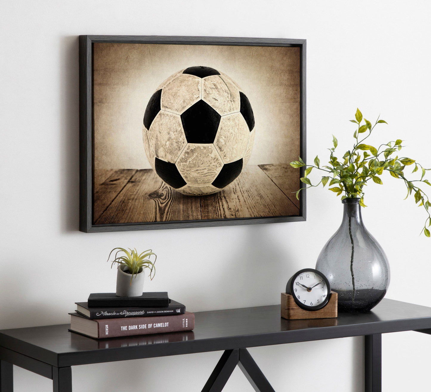 Soccer Ball on Wood Framed Canvas Wall Art