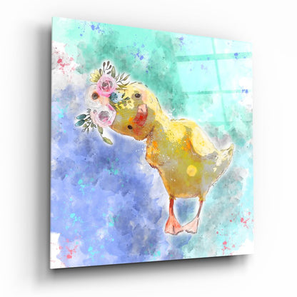 Duckling glass wall art print