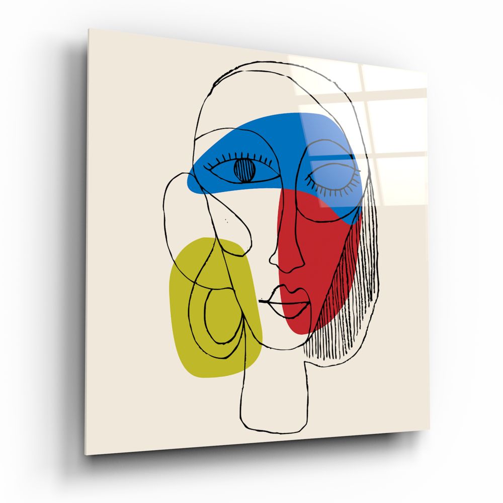 Lineart face glass wall art