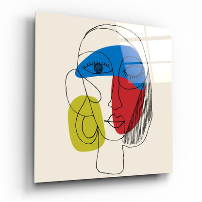 Lineart face glass wall art