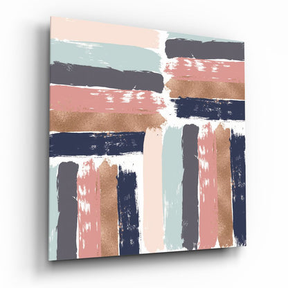 Brush Marks abstract glass wall art with painterly brushstroke texture