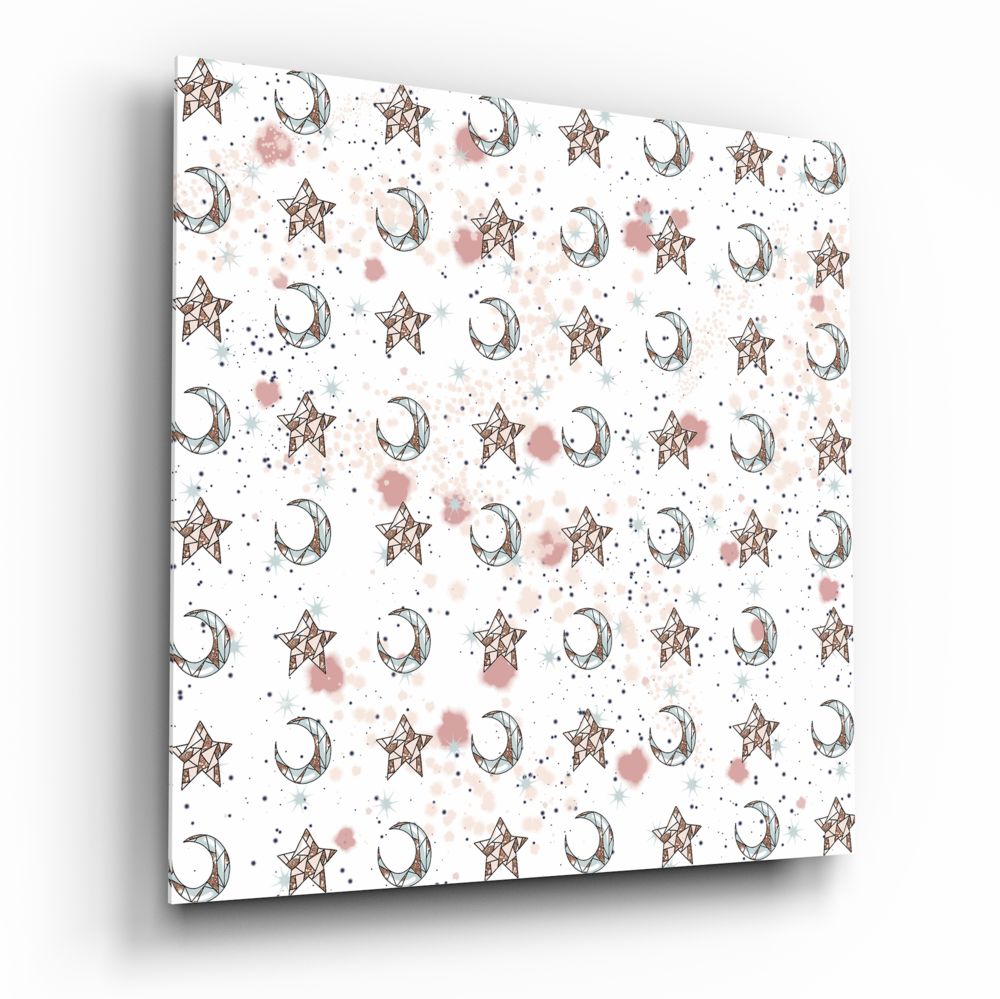 Moon Star Pattern Glass Wall Art celestial print