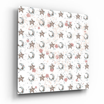 Moon Star Pattern Glass Wall Art celestial print