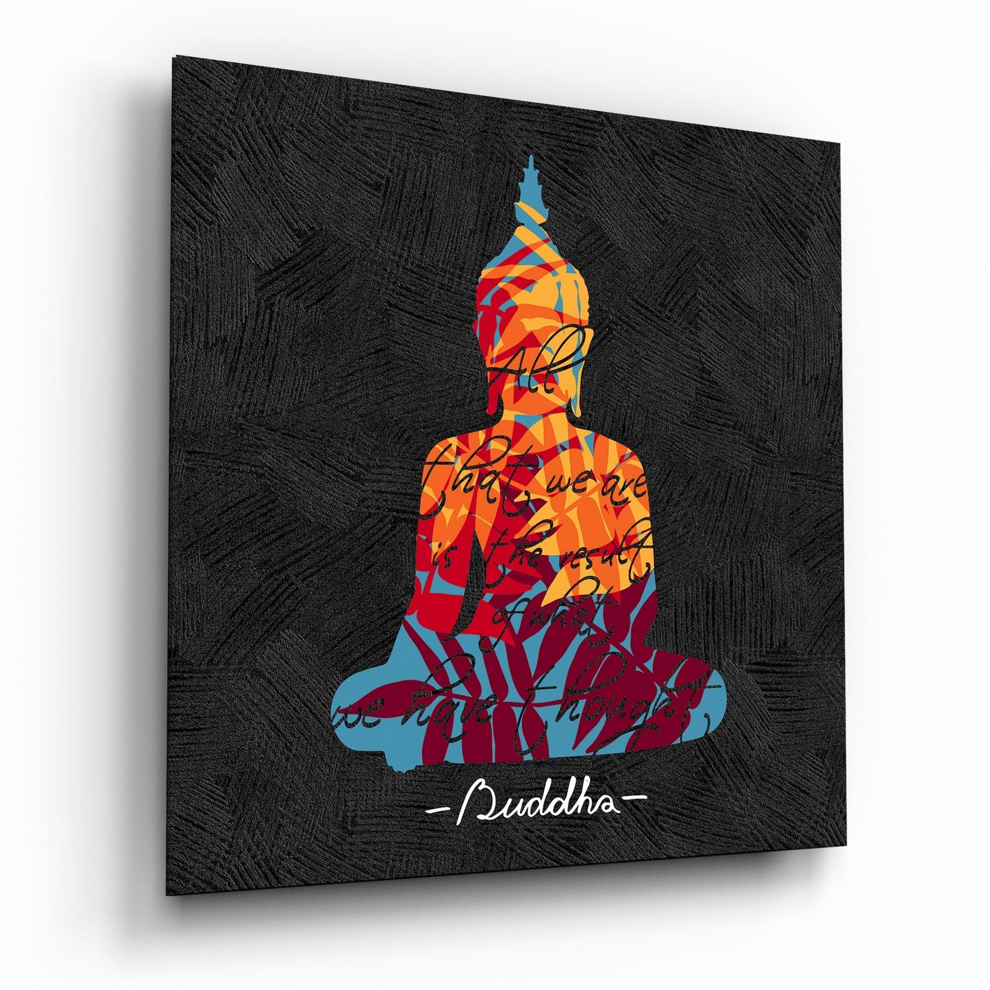 Buddha glass wall art in serene meditation pose