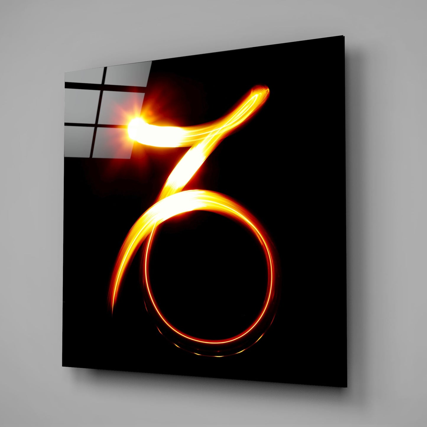 Capricorn Symbol Fire Trail Glass Wall Art